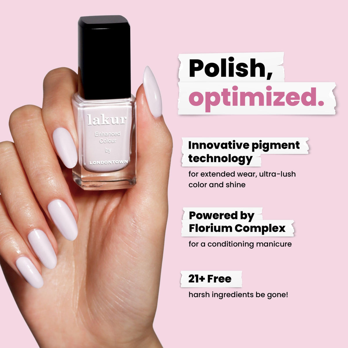 LONDONTOWN lakur Nail Polish Strawberry Milk with base and top coat