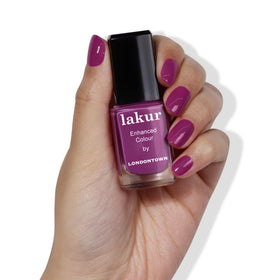 LONDONTOWN lakur Nail Polish Violet Hibiscus in beauty setting