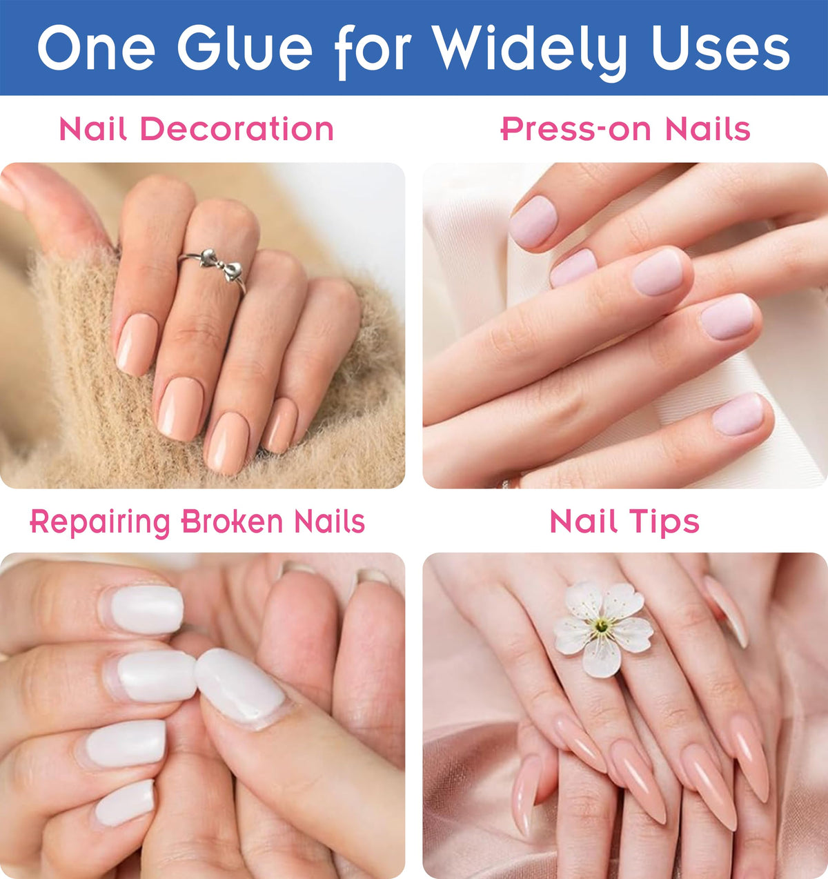 LOOCTOT Super Strong Nail Glue 16ml next to nail tips and acrylics