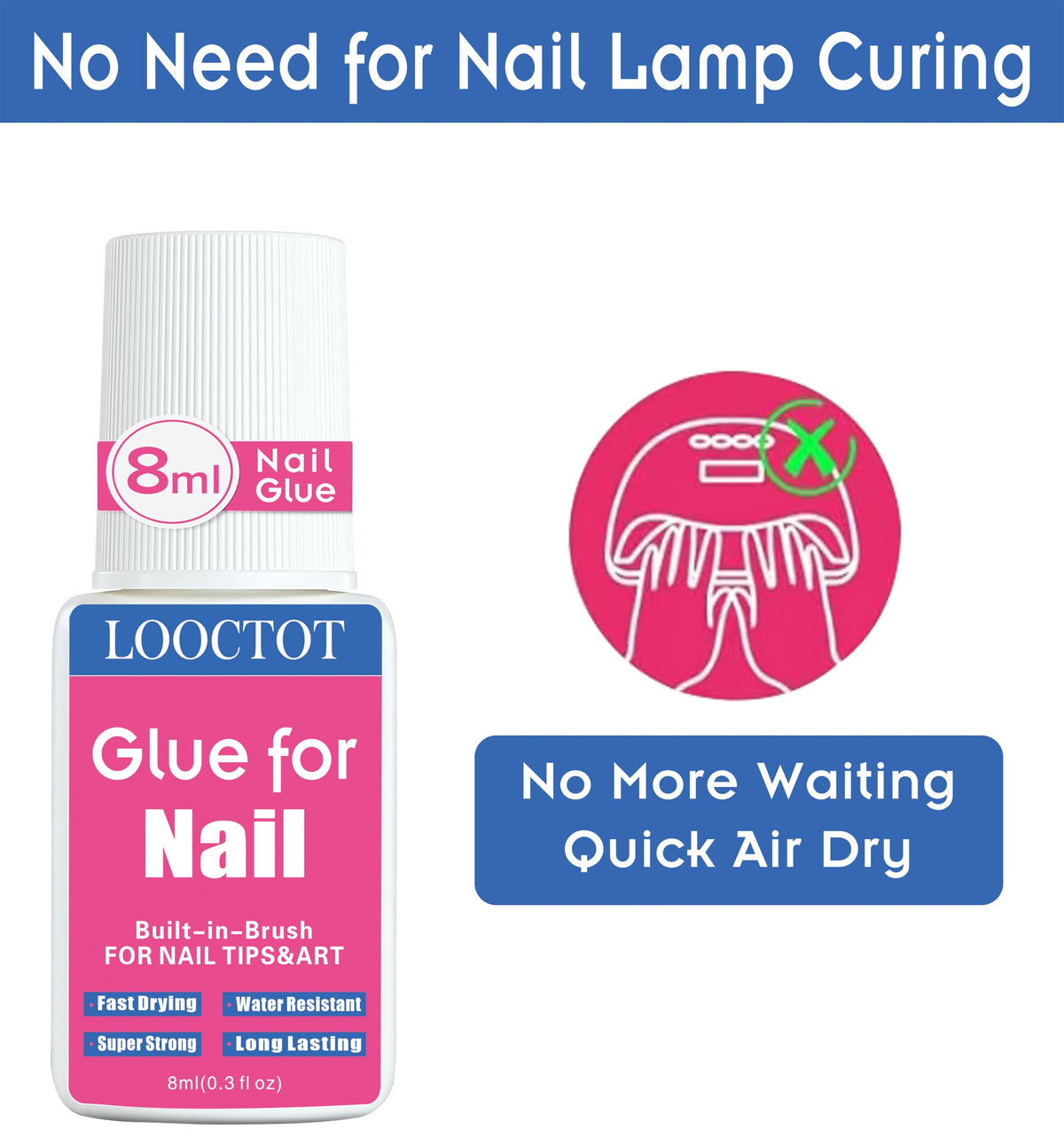 LOOCTOT Super Strong Nail Glue showing clear liquid texture