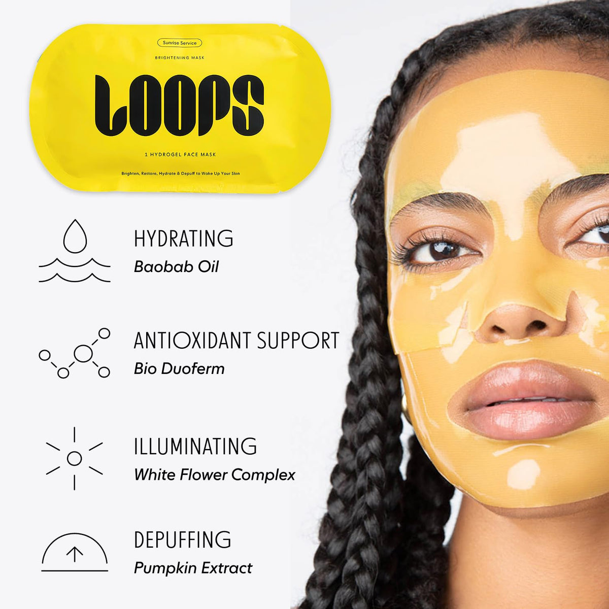 LOOPS face mask being applied on a model
