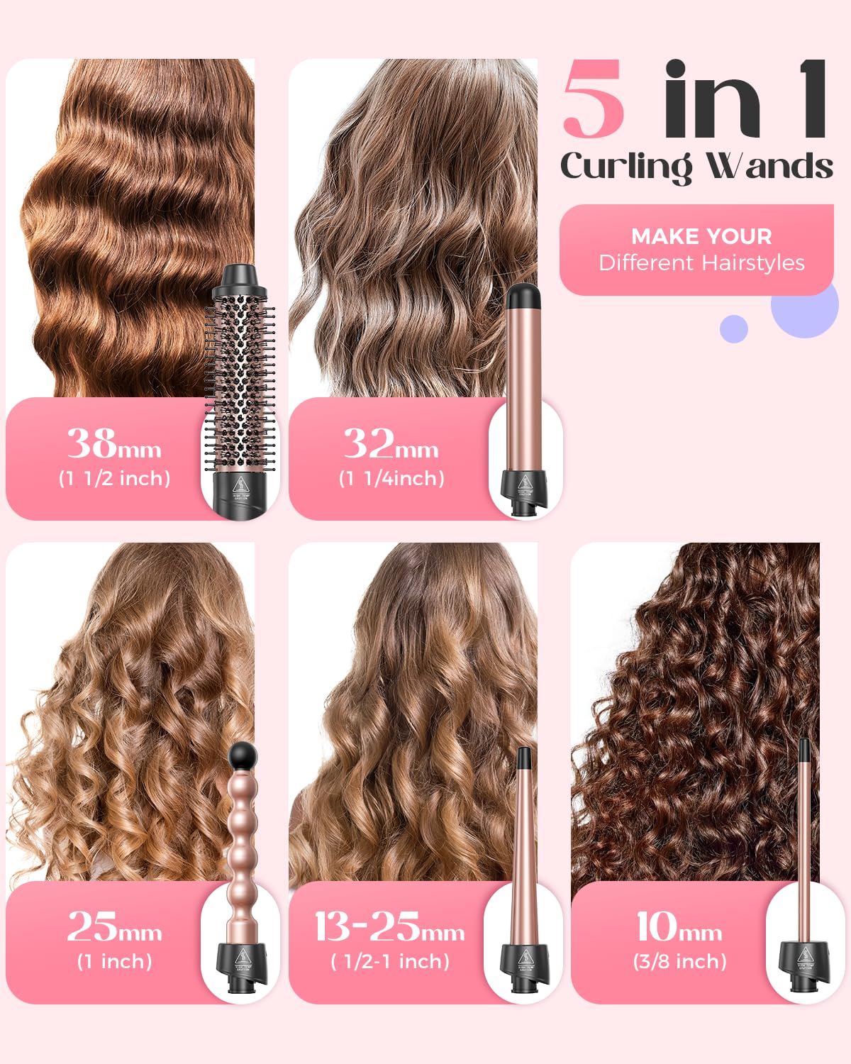 Lopeie 0.5-1.0 inch tapered curling wand close-up