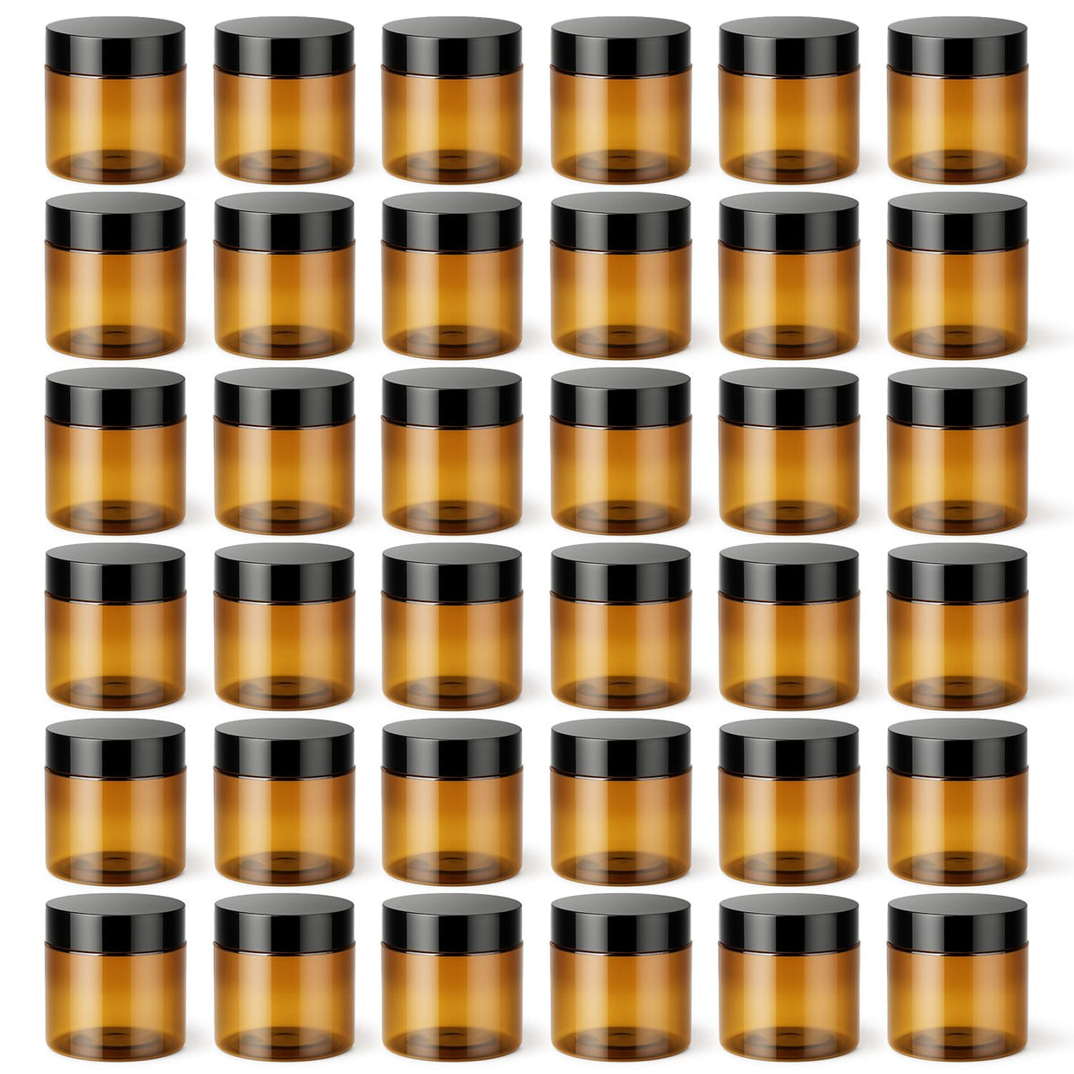 Loretoy 36 pack 2 OZ plastic jars with lids, clear view