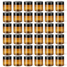 Loretoy 36 pack 2 OZ plastic jars with lids, clear view