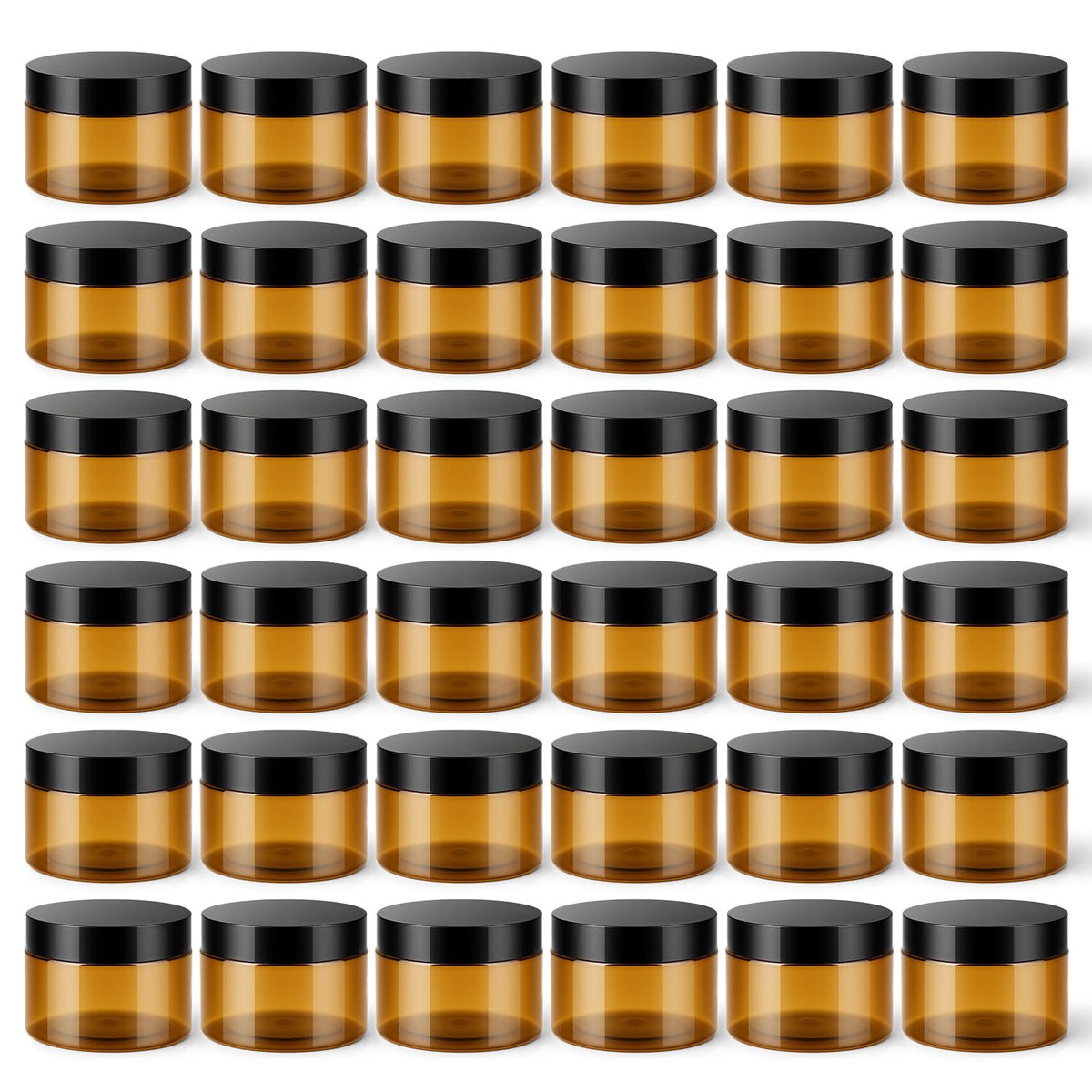 Loretoy 36 Pack 4 OZ Plastic Jars with Lids front view