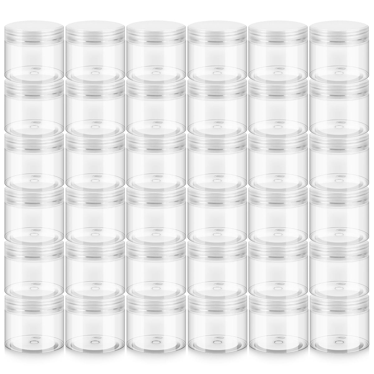 Loretoy 36 pack 6 OZ plastic jars with lids front view