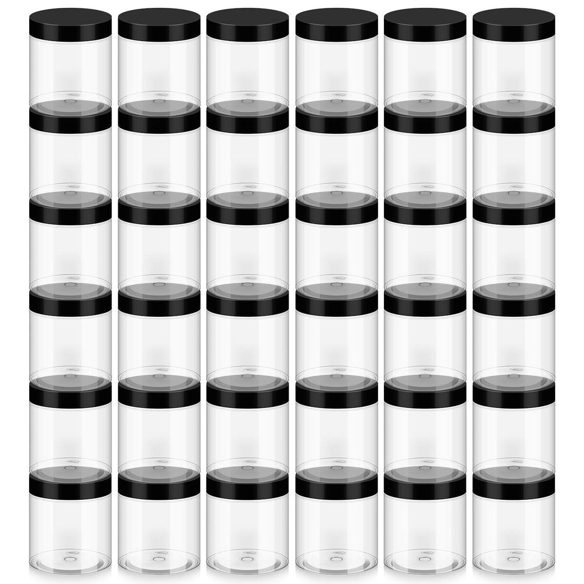Loretoy 36 Pack 8 OZ Plastic Jars with lids, clear view