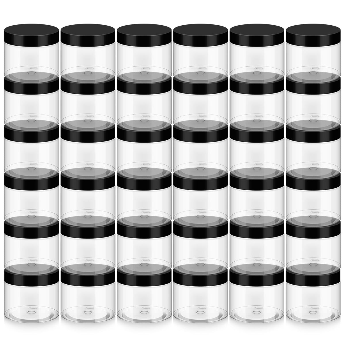 Loretoy 36 pack of clear plastic jars with lids