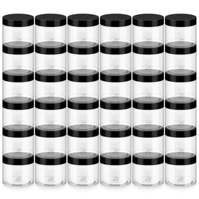 Loretoy 36 pack of clear plastic jars with lids