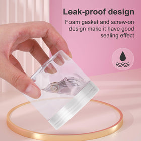 Loretoy plastic jars arranged for travel storage