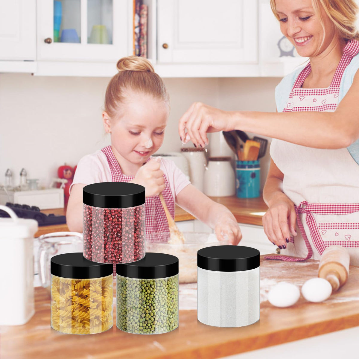 Loretoy plastic jars with labels for customization