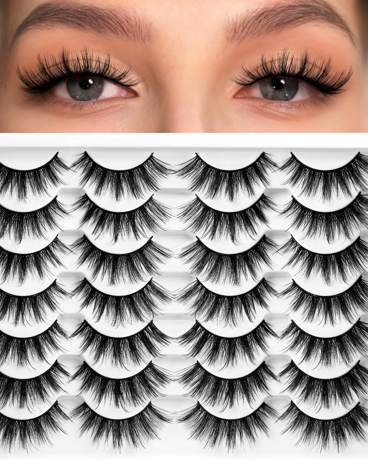 Losha Cat Eye Lashes front view with wispy design