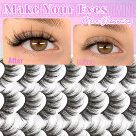 Losha Cat Eye Lashes in use on model's eyes