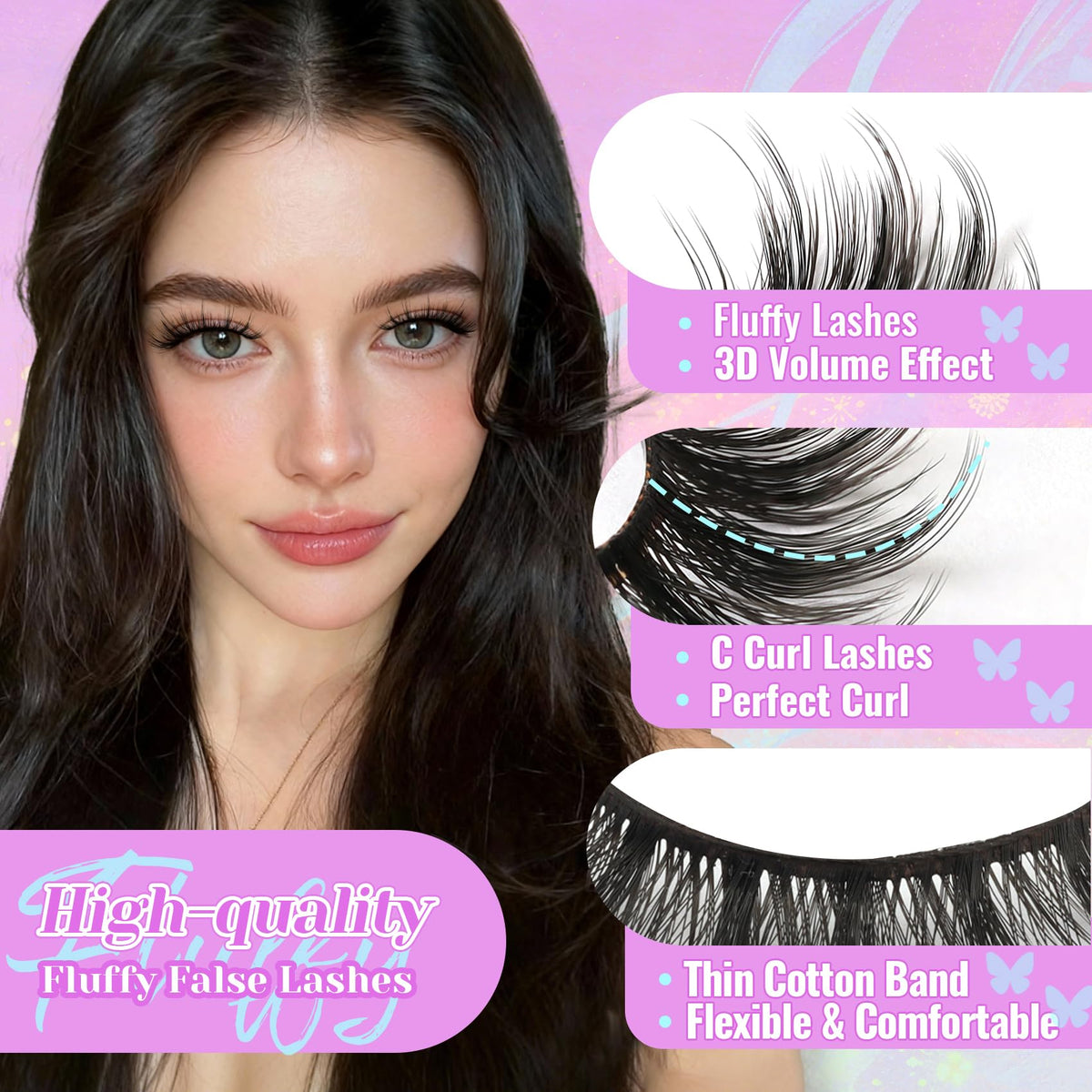 Losha Cat Eye Lashes packaging displaying 6D layered volume