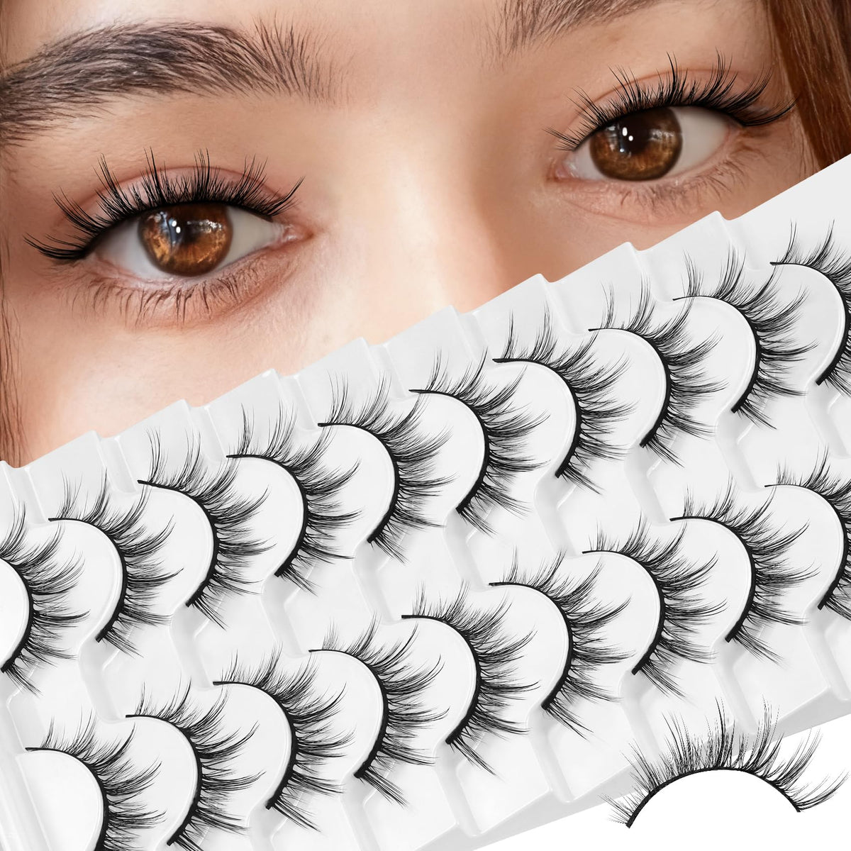 Losha Manga Lashes 6D75 front view with wispy design