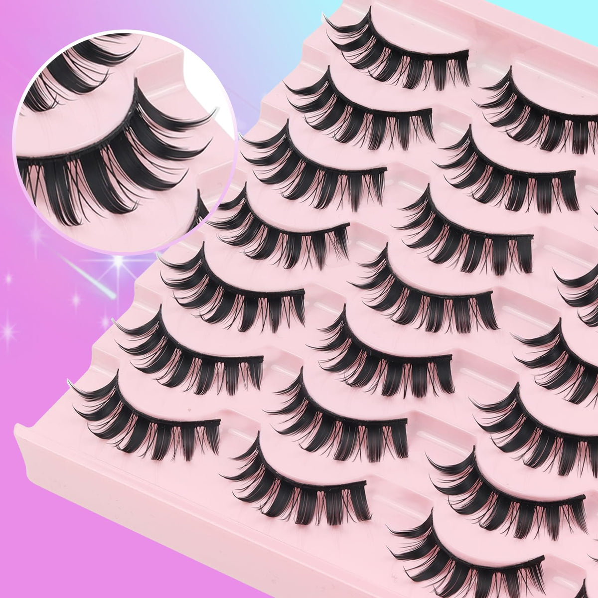 Losha Spiky Manga Lashes showing 8D volume effect