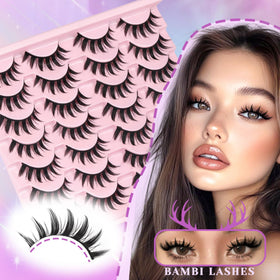 Losha Spiky Manga Lashes worn on model's eyes
