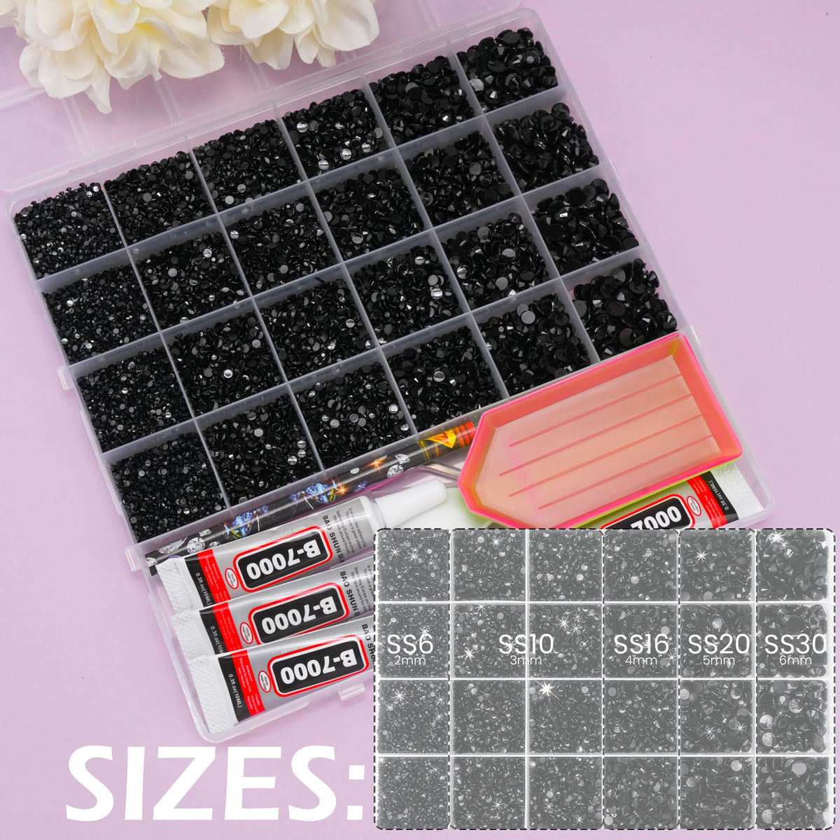 LOTWOW bedazzling kit organized for easy access