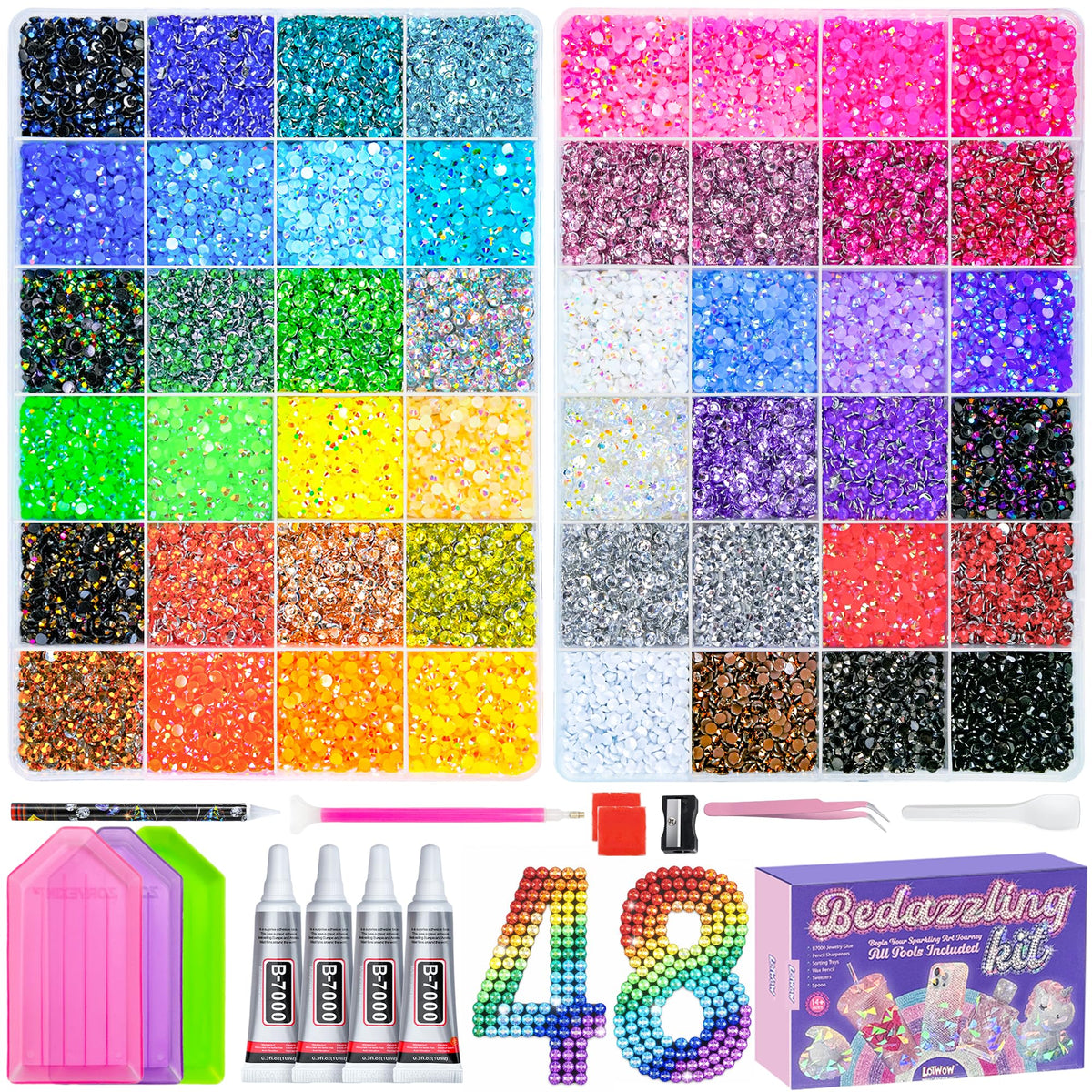 LOTWOW Bedazzling Kit with 70000 rhinestones and tools