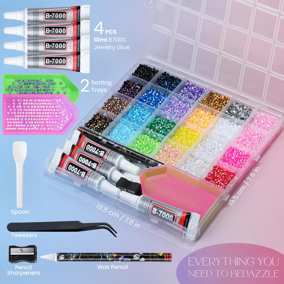 LOTWOW Rhinestones Kit tools including wax pencil and tweezers