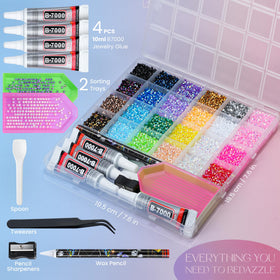 LOTWOW Rhinestones Kit tools including wax pencil and tweezers