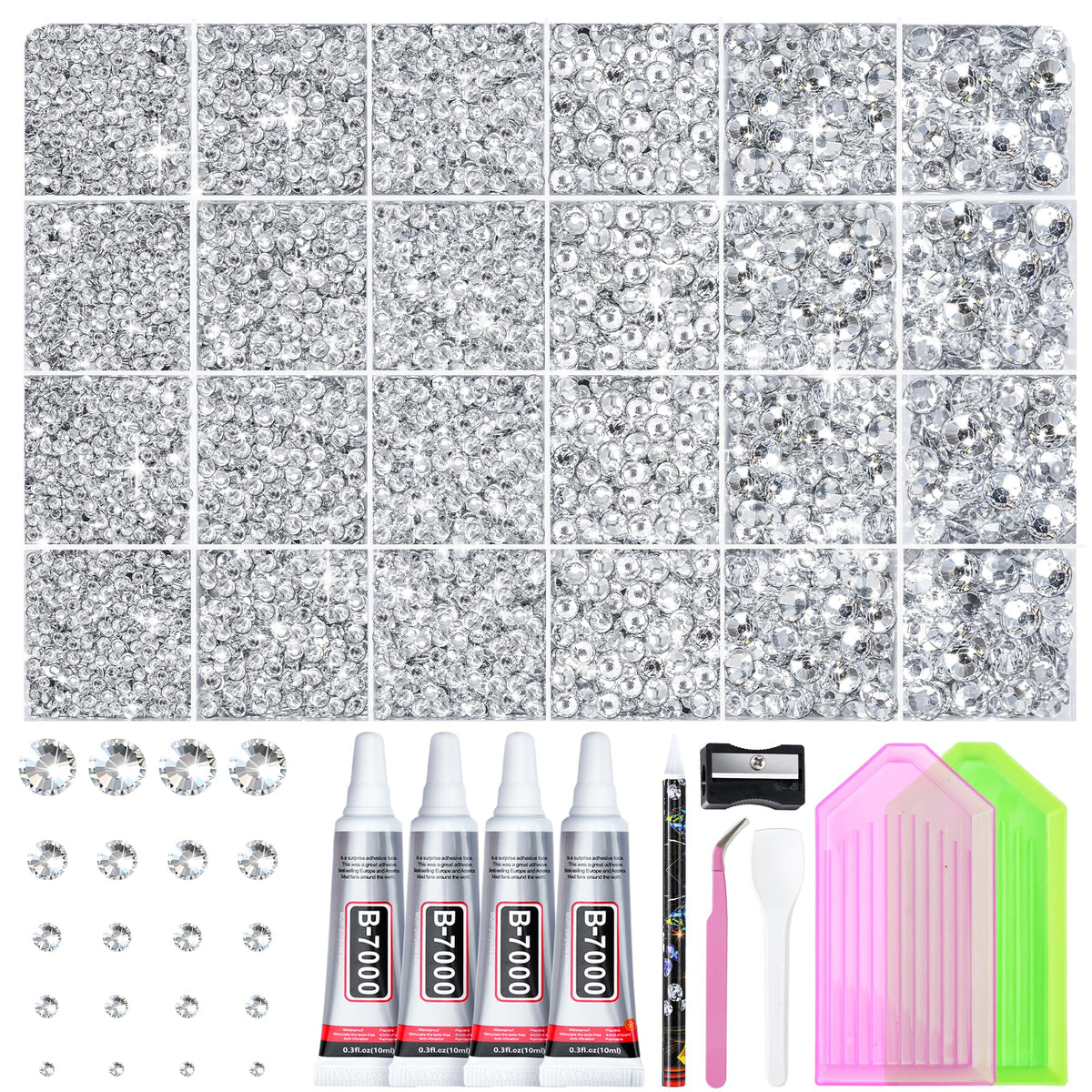 LOTWOW Silver Bedazzler Kit with rhinestones and tools