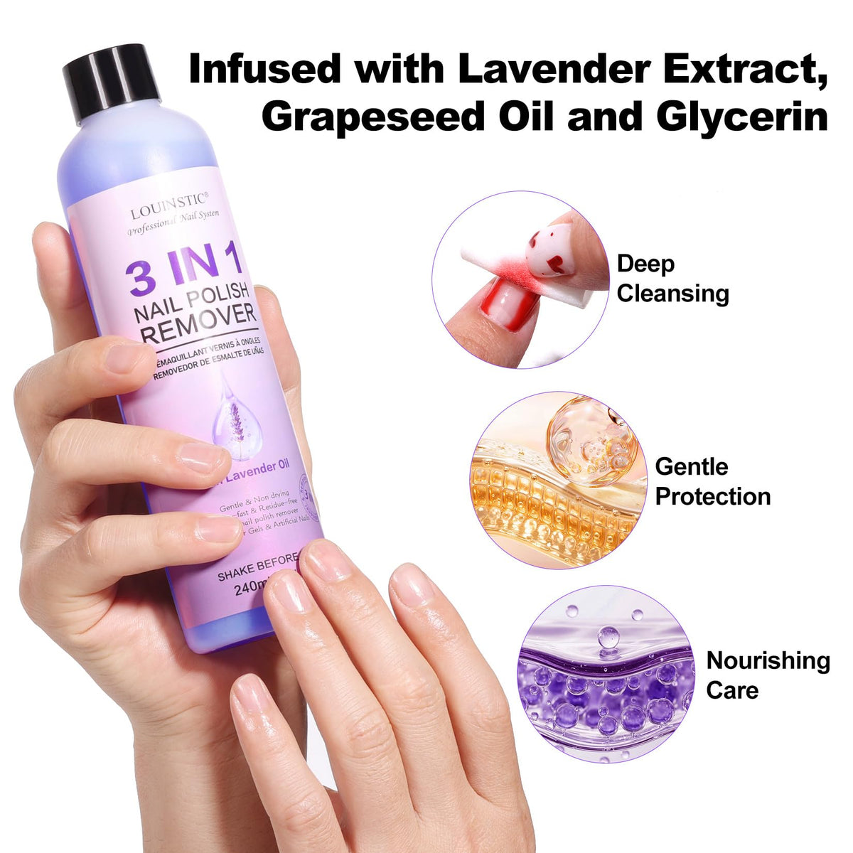 LOUINSTIC Acetone Nail Polish Remover kit with accessories