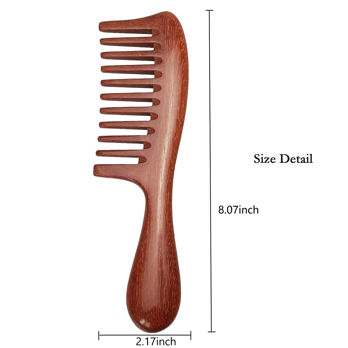 Louise Maelys Red Sandalwood Wide Tooth Comb side view