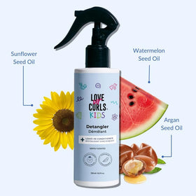 Love Ur Curls Kids Detangler Spray application on curly hair