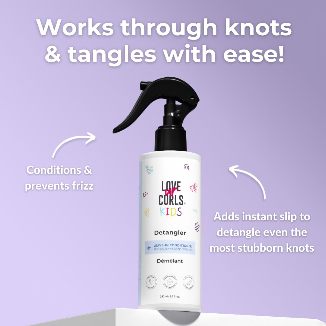 Love Ur Curls Kids Detangler Spray back view with ingredient list