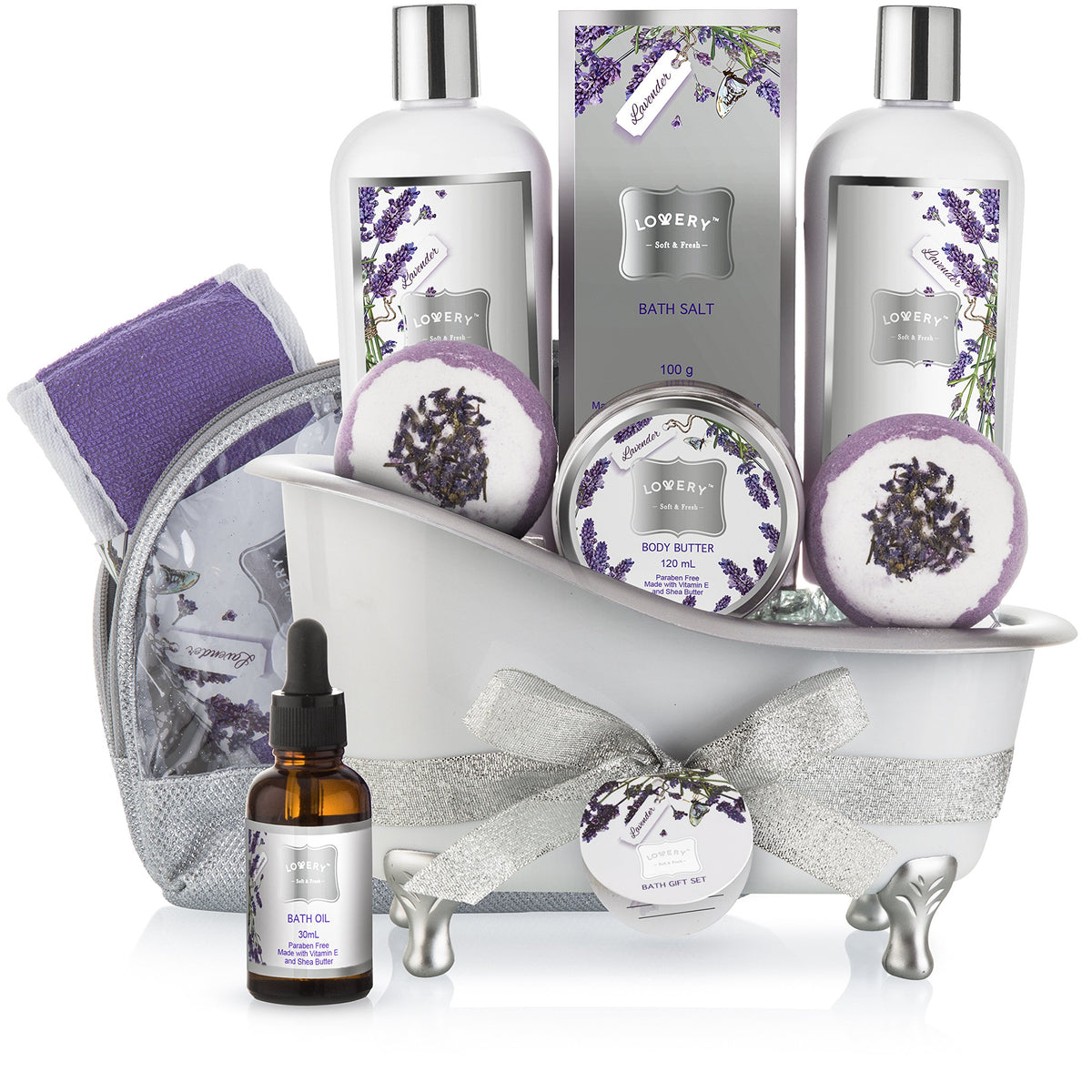 LOVERY Bath Gift Basket Set with bath bombs and lotions