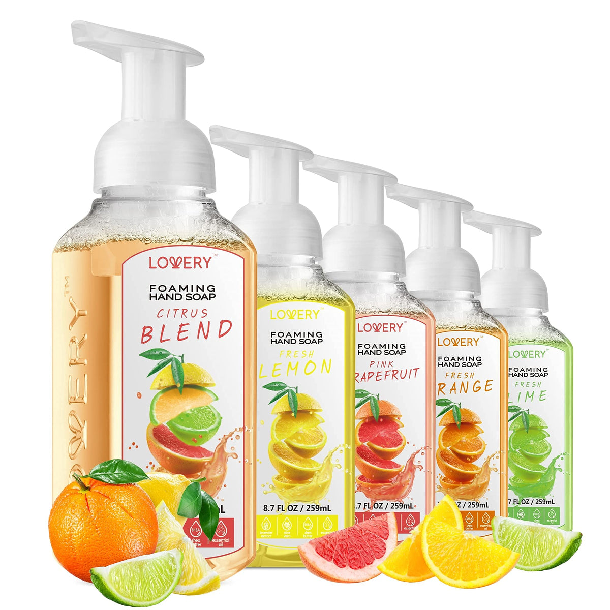 LOVERY Foaming Hand Soap 5-PK packaging display