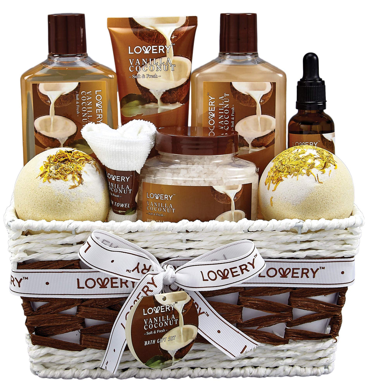 LOVERY Spa Gift Basket for Women with vanilla coconut products