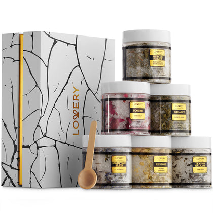 LOVERY Spa Gift Basket with Epsom Bath Salts in marble and gold box