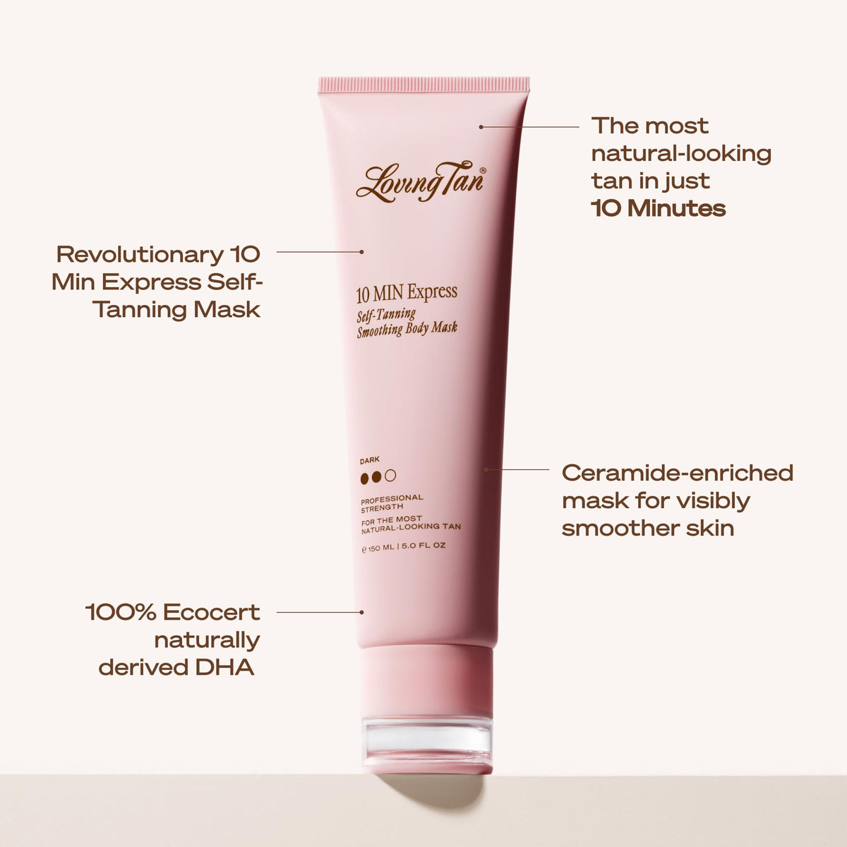 Loving Tan 10 Minute Express Self Tanner Body Mask, Dark, packaging details