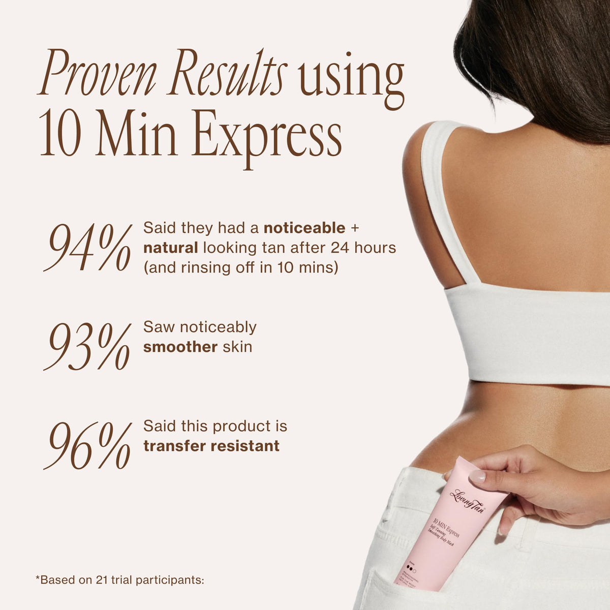 Loving Tan 10 Minute Express Self Tanner Body Mask, Dark, product in use