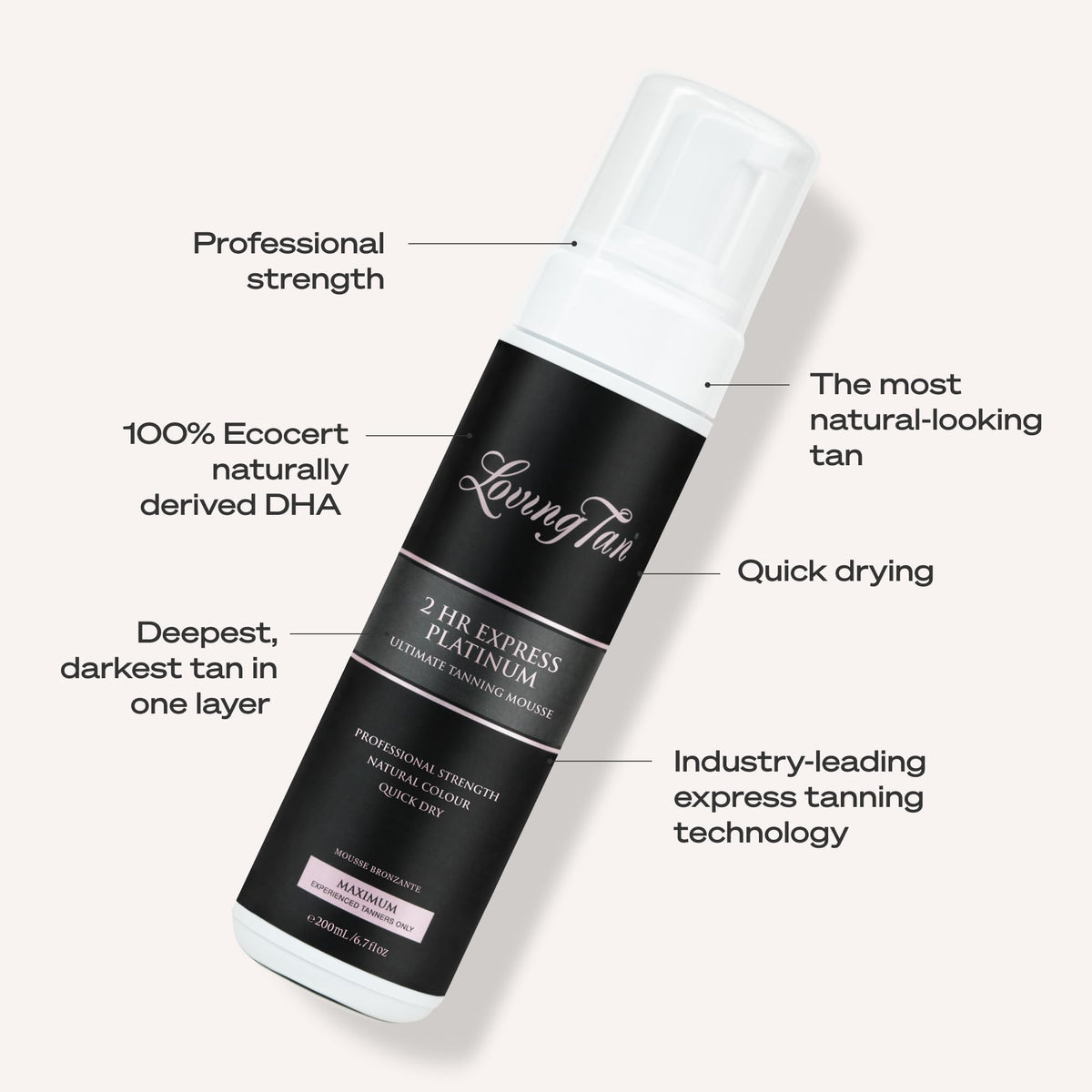 Loving Tan 2 HR Platinum Express Self Tanner Mousse packaging