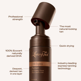 Loving Tan 2 HR Platinum Express Self Tanner Mousse with ingredients list
