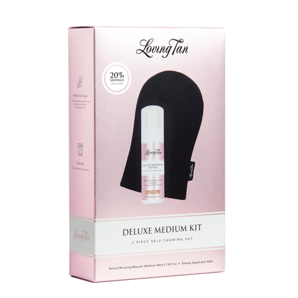 Loving Tan Deluxe Bronzing Mousse Mini Kit Medium application on skin