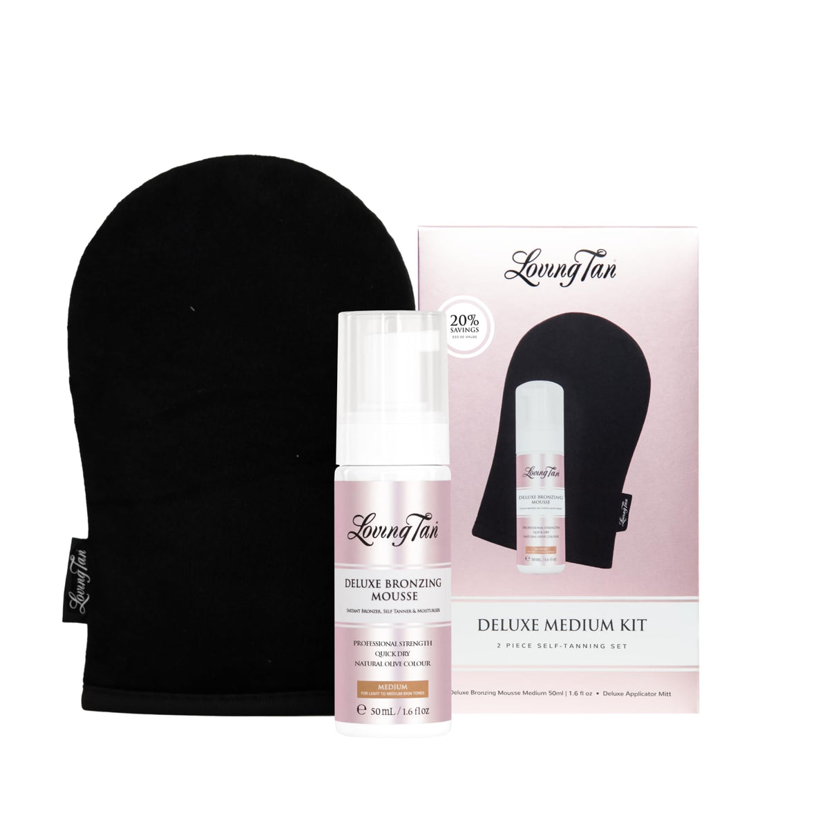 Loving Tan Deluxe Bronzing Mousse Mini Kit Medium front view