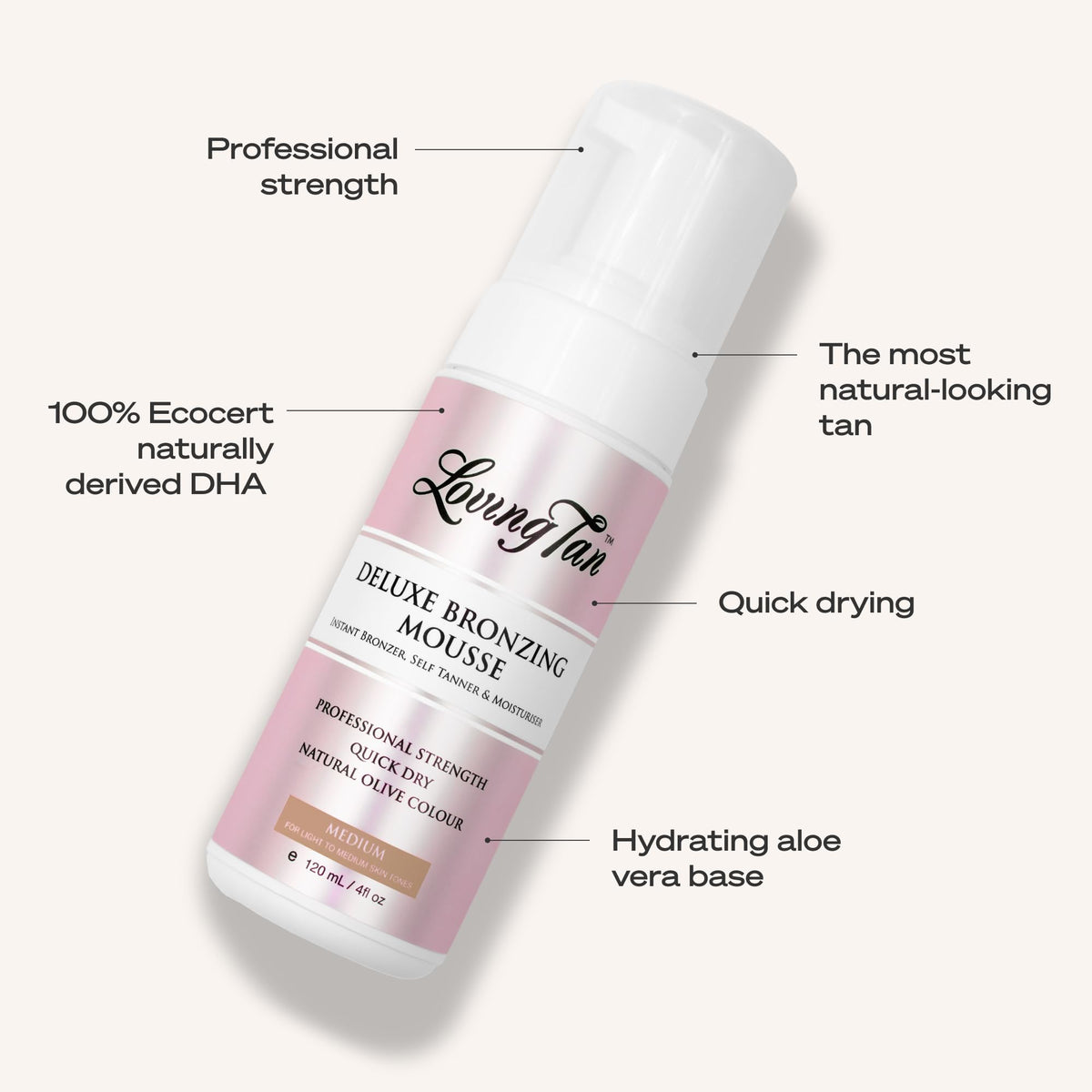 Loving Tan Deluxe Self Tanning Bronzing Mousse close-up of nozzle
