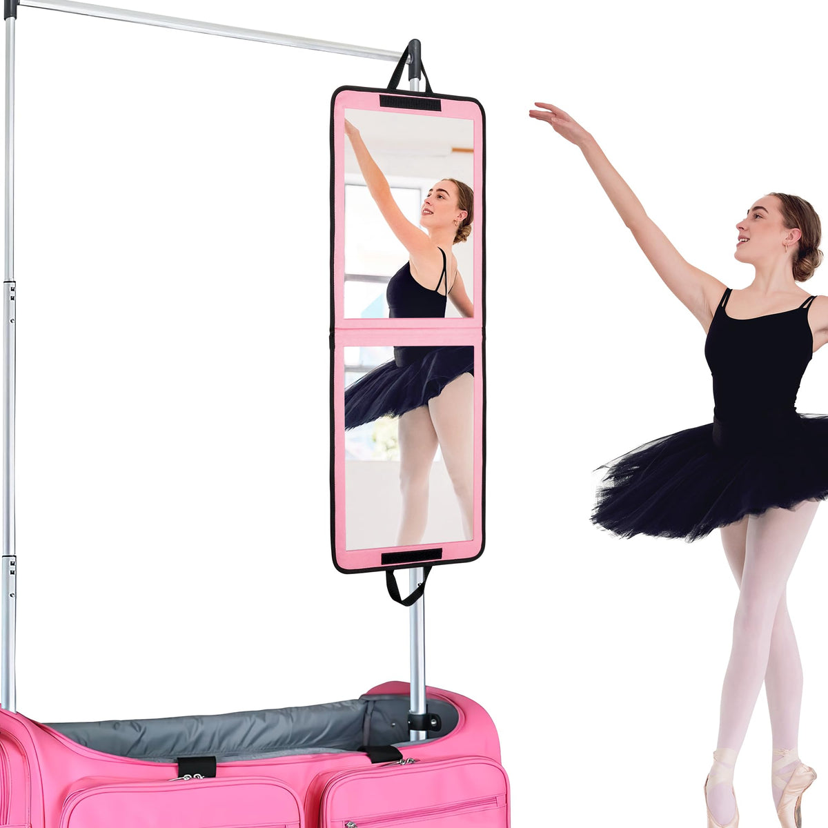 LPHUMEX Portable Pink Dance Mirror front view