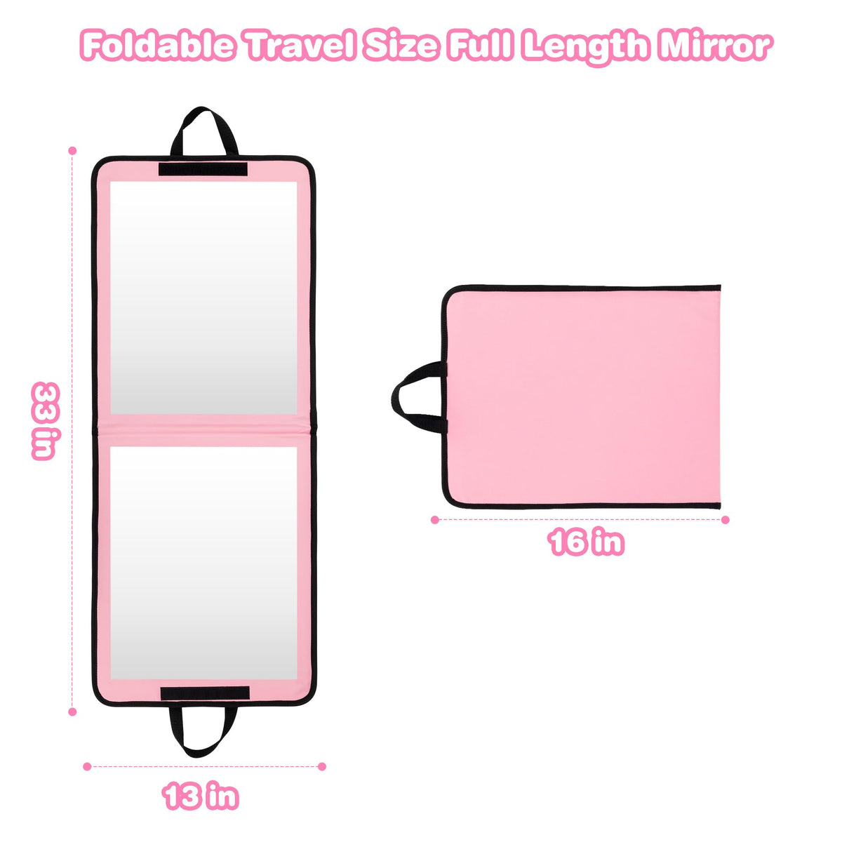LPHUMEX Portable Pink Dance Mirror in a travel bag
