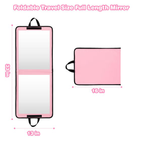 LPHUMEX Portable Pink Dance Mirror in a travel bag