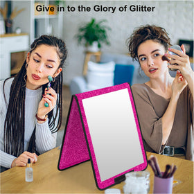 LPHUMEX Sparkle Folding Mirror 13x33 vanity setup on table