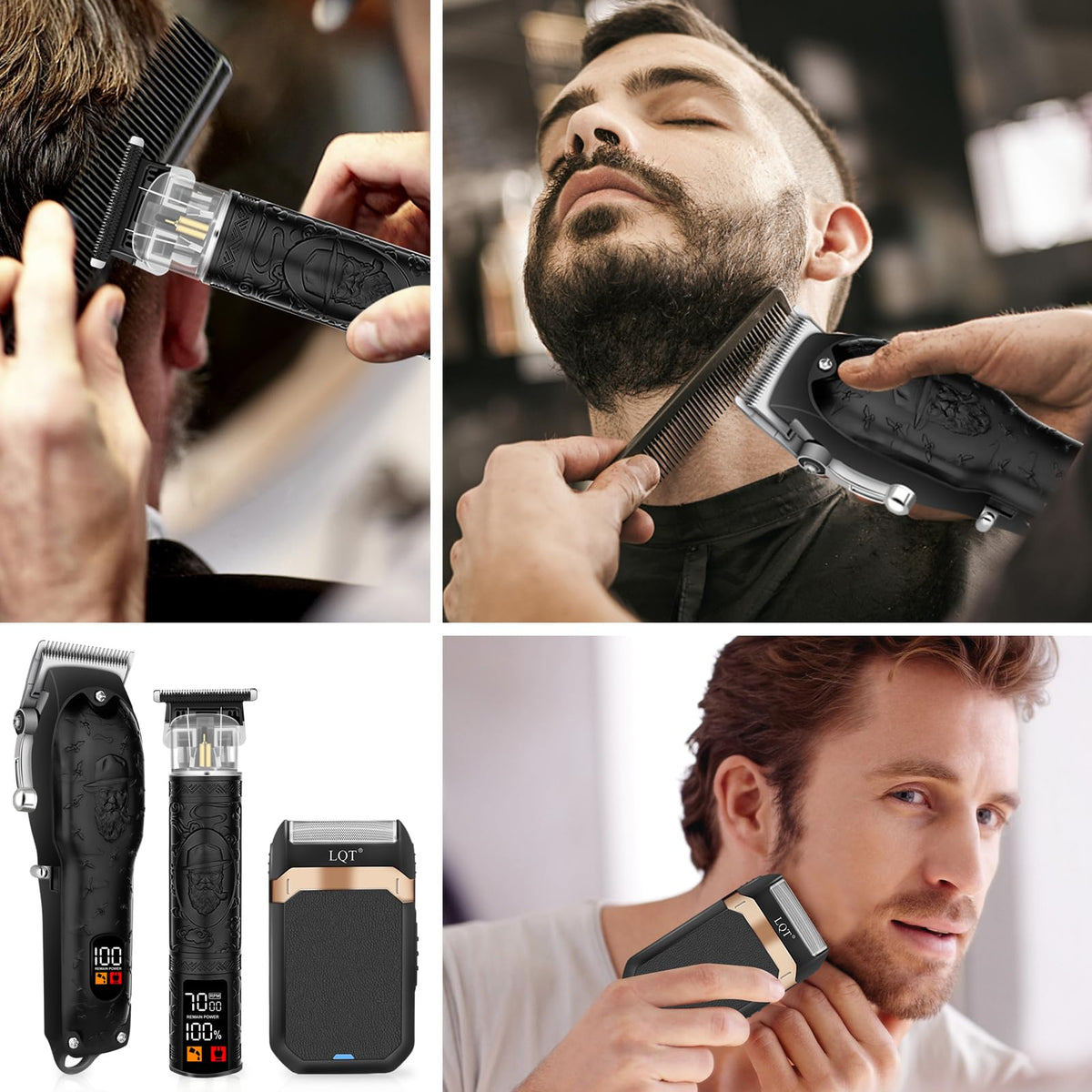 LQT hair clipper set with cleaning brushes and comb