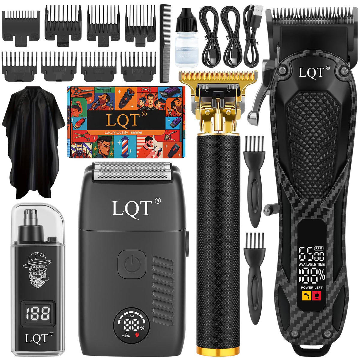 LQT Hair Clippers for Men complete grooming kit front view