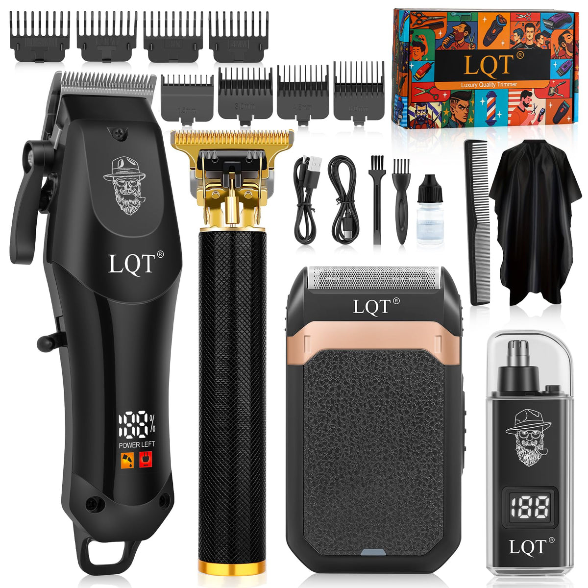 LQT Hair Clippers for Men front view with LED display