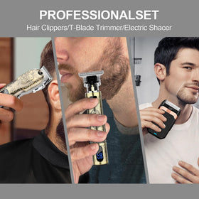 LQT Hair Clippers Set showing USB charging cables