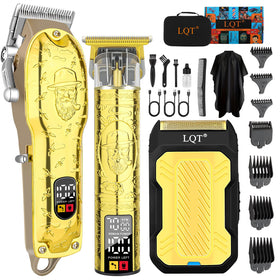 LQT Professional Hair Clipper Set with gold design